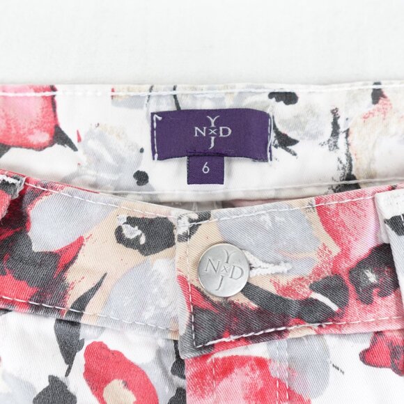 NYDJ Pink Floral Ankle Jeans Women's 6 Lift Tuck Stretch Denim - Picture 4 of 14